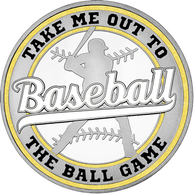 White "Baseball" with Gold Outer Circular Borders
